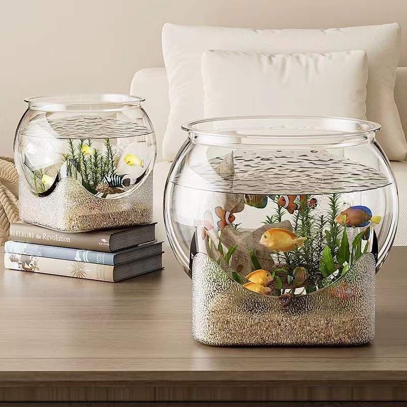 Transparent Aquarium Tank, Square Bottom, Ecological Decorative Plastic All-in-One Naked Tank for Home Living Room Betta Fish