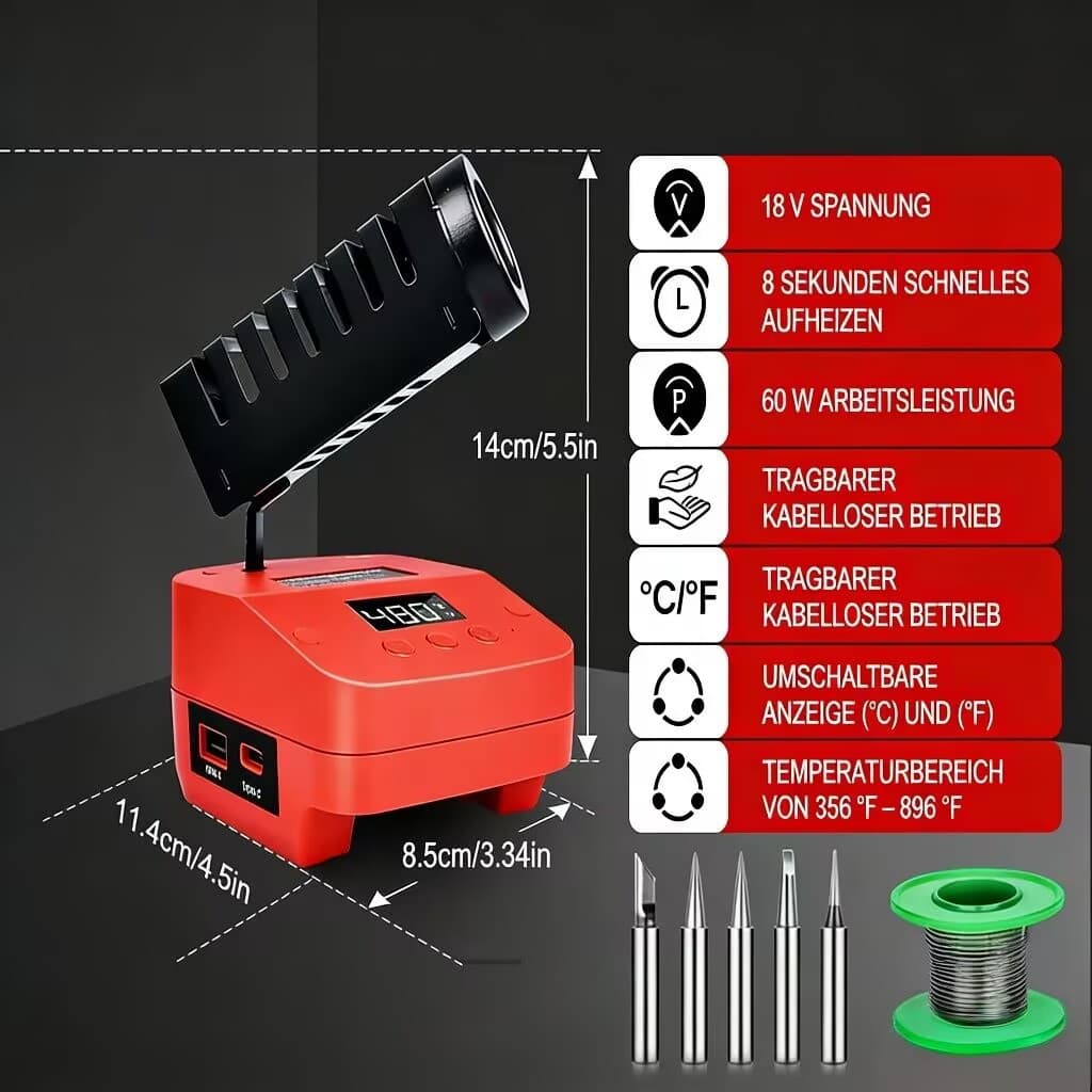Suitable for Anheihans Ein-hell PXC 18V cordless soldering iron digital display portable soldering iron station