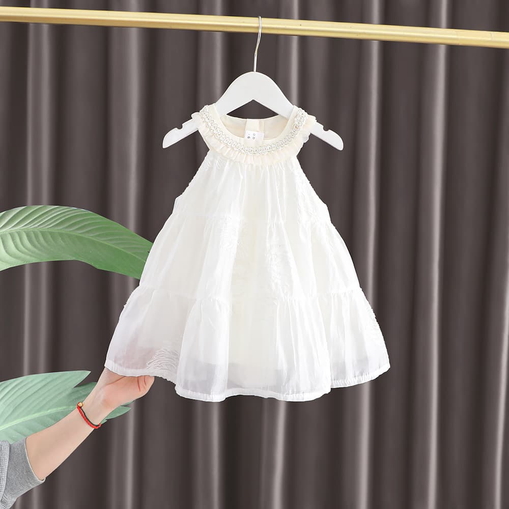 Foreign trade wholesale children's sweet sleeveless solid color skirt 2025 summer new style fashionable dress trend supply