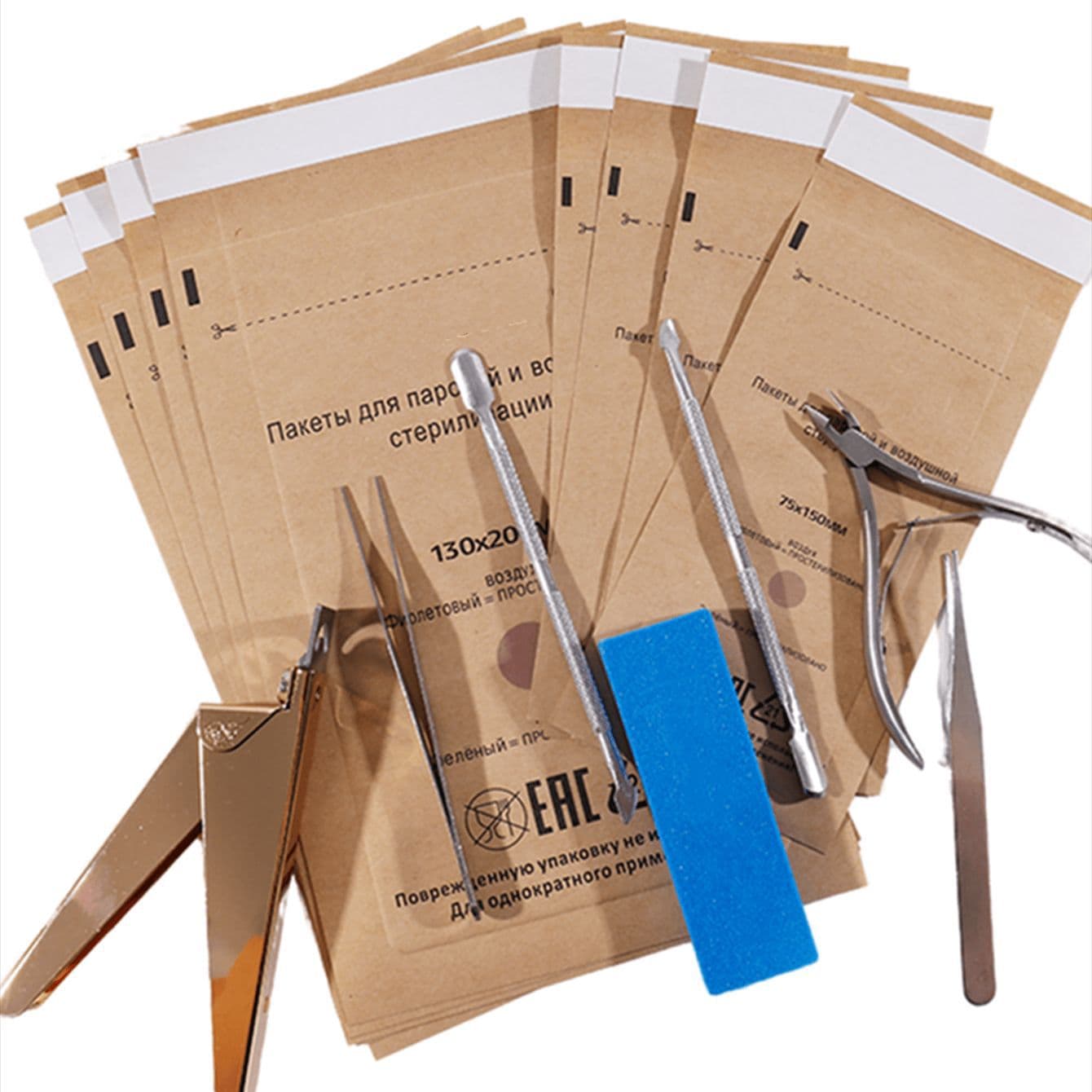 Russian Nail Art Disposable Cowhide Sterilization Bag Dry Heat UV Ozone Sterilization Bag Nail Tattoo Embroidery Cleaning