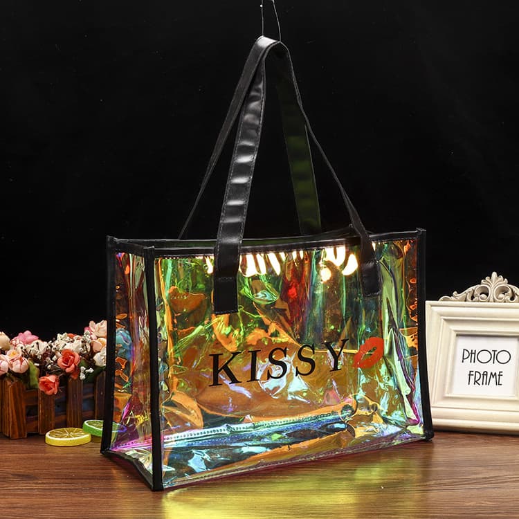 Holographic Laser Design LOGO, Same Style as Trendy Internet-Famous Brand, PVC Transparent Shoulder Bag, Plastic Handbag