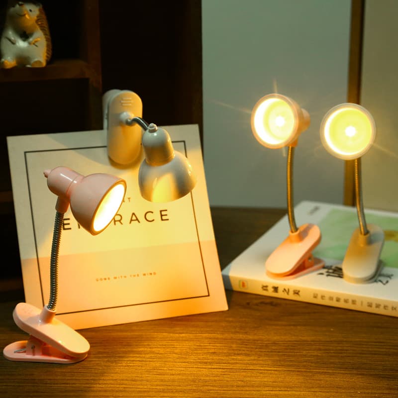 LED Creative Mini Clip-on Desk Lamp, Bedside Night Light for Dormitory Reading with Warm Eye-protecting Illumination