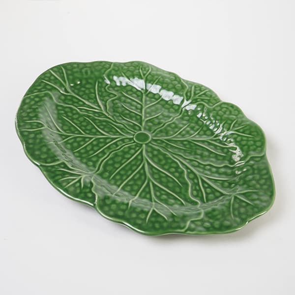 Home Use Vegetable Plate, Ceramic Plate, Creative Green Cabbage Relief Dinnerware, Flower-shaped Western Plate, Dessert Plate, Restaurant Fish Plate