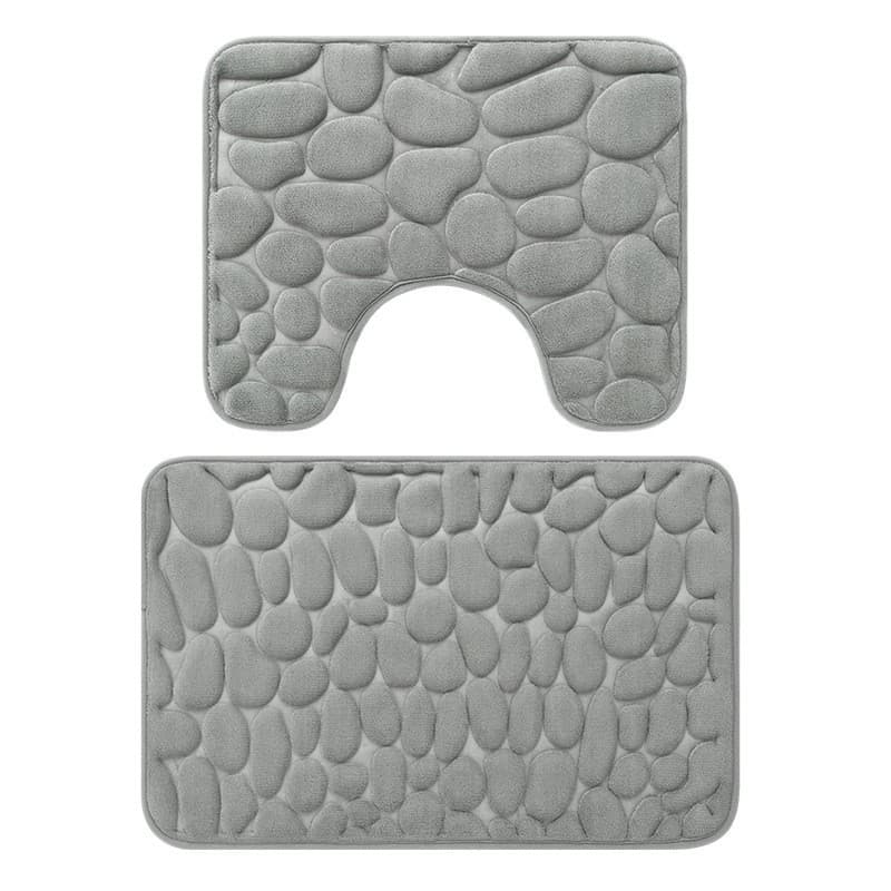 Pebble Pattern Bathroom Floor Mat Absorbent Non-Slip Toilet Mat Household Bathroom Foot Mat Quick-Dry Rug Set