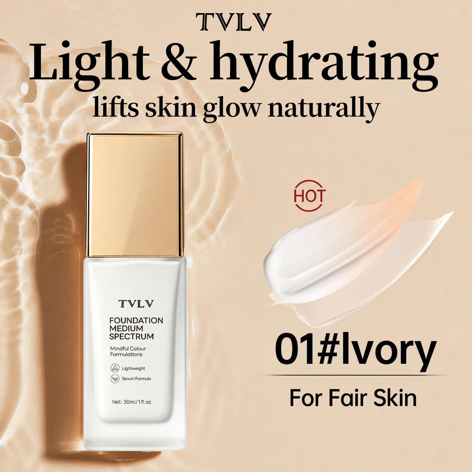 Cross-border TVLV mid-band liquid foundation is waterproof, gentle, natural, clear, brightens the face and covers skin imperfections