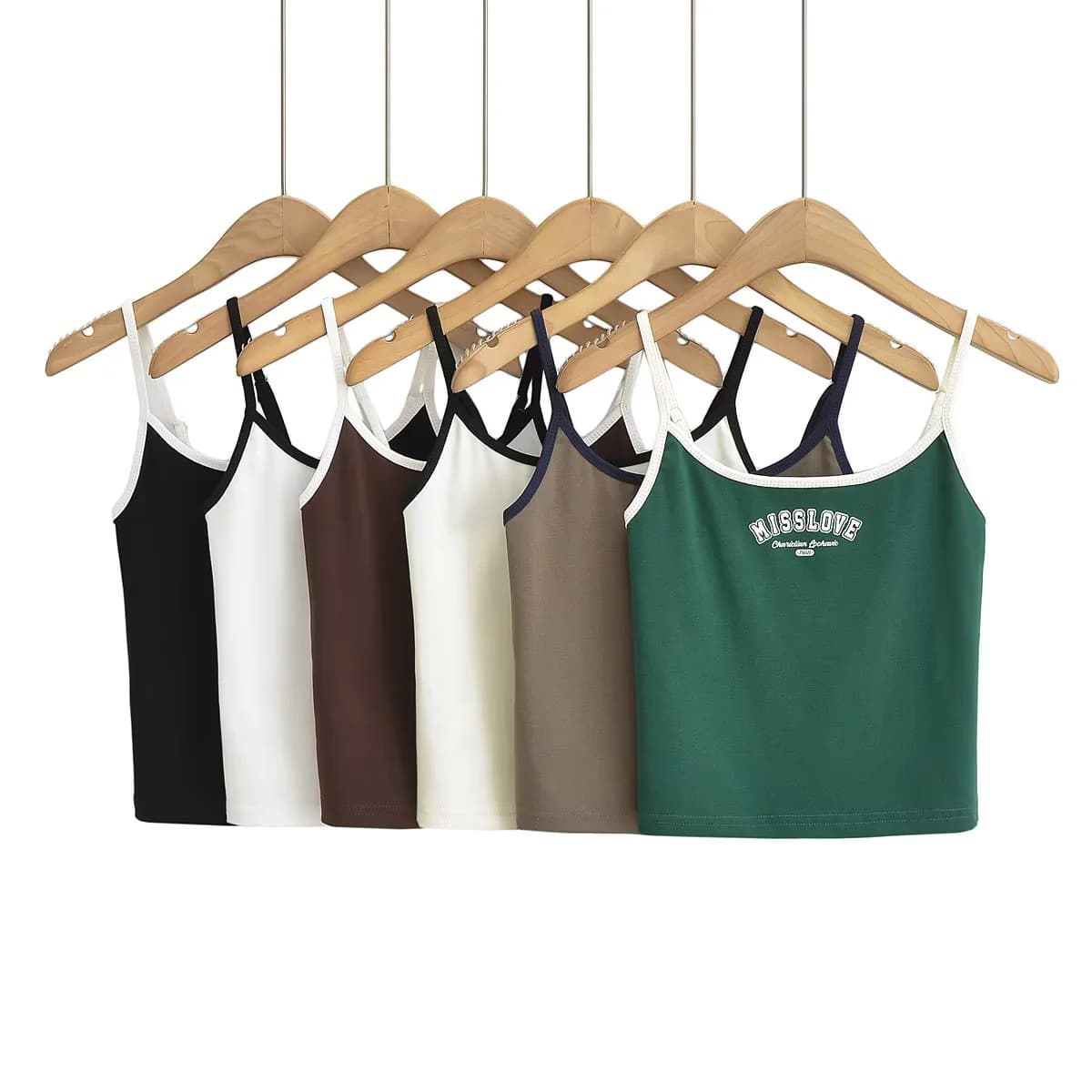 American-Style Bm Color-Blocking Letter Print Camisole for Women, 2026 Summer New Tight-Fitting Sports High-Waisted Sweet and Spicy Top