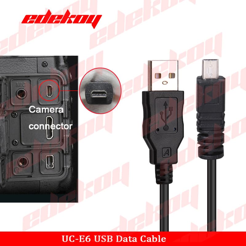 USB Data Cable for Nikon UC-E6, Charging Cable, 8-Pin Small Port DSLR Camera Connection Cable