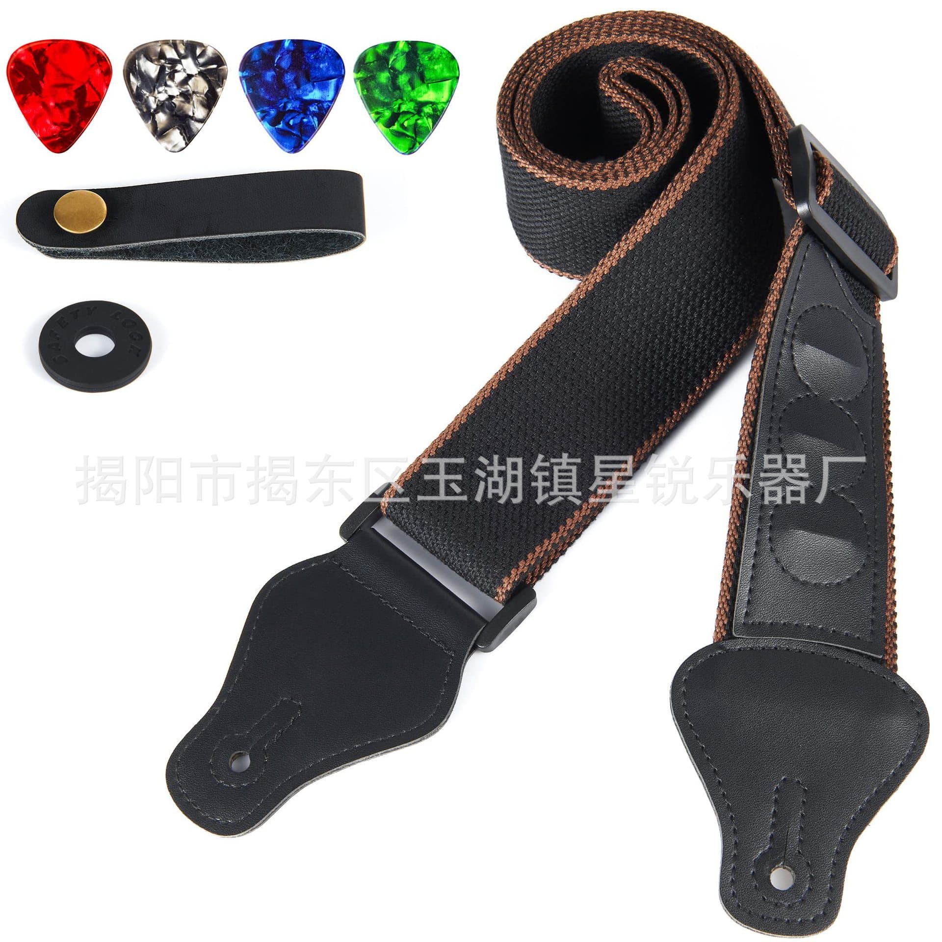 Guitar Strap for Electric/Acoustic Guitar Cotton Strap Folk Wood Guitar Strap Set