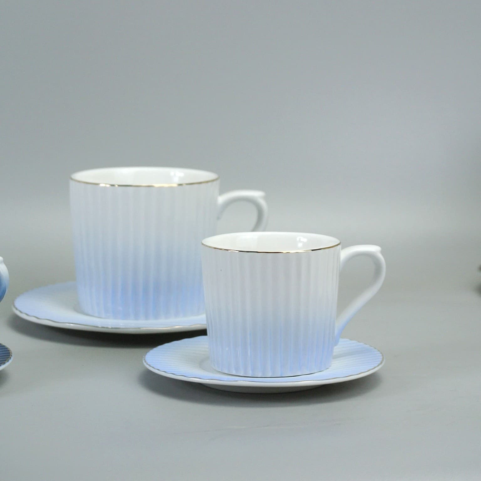 Premium Gold Glaze Underglaze Ceramic Cup and Saucer Set for Restaurant, Gradient Color, Cross-Border Best-Seller, Simple Straight Cup
