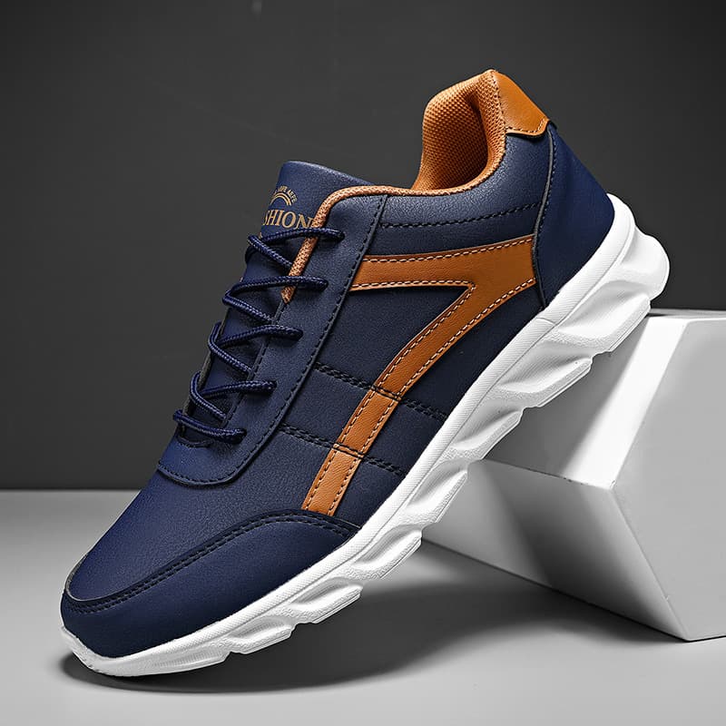 Men's Shoes Spring and Autumn New Style Leather Waterproof and Odor-Resistant Travel Shoes Men's Korean Style Breathable Running Shoes