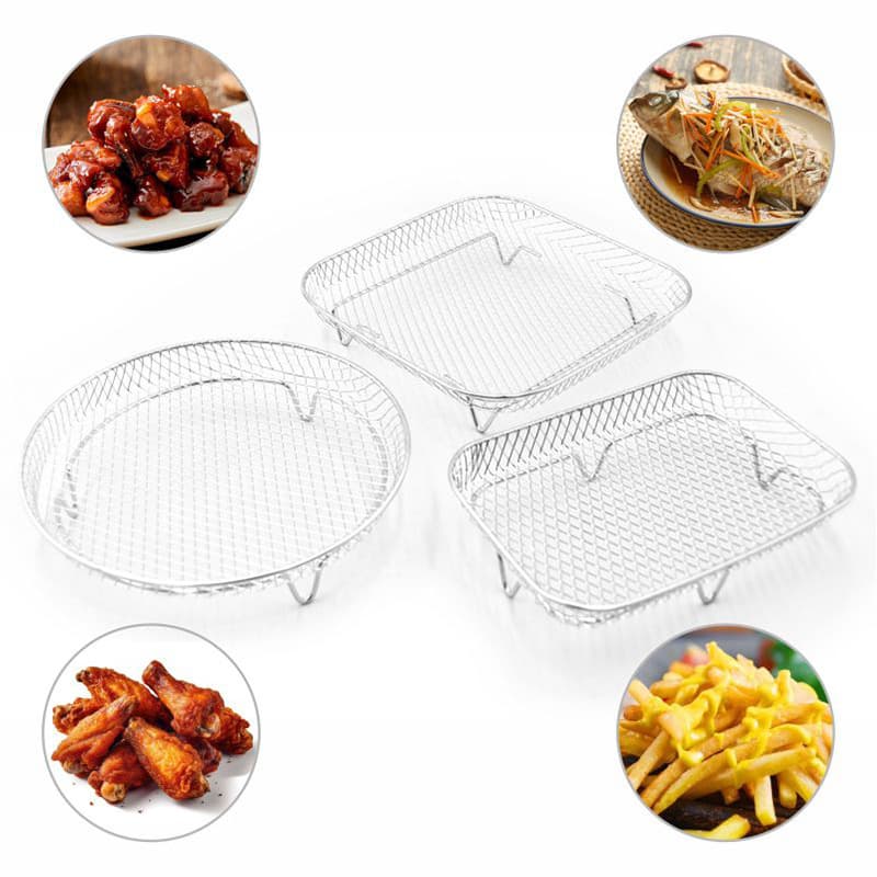 304 Stainless Steel Air Fryer Basket, Vegetable and Meat Dehydration Rack, Oil Draining Basket, Chicken Rack, Microwave Oven Basket