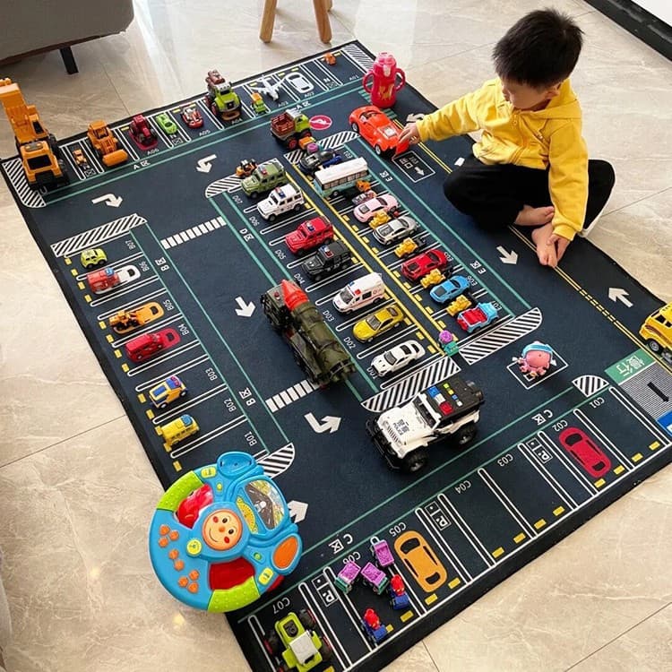 Parking Lot Floor Mat for Home Use, Children's Room, Bedroom, Cartoon Carpet, Educational Baby Play Mat, Parent-Child Interactive Mat, in Stock