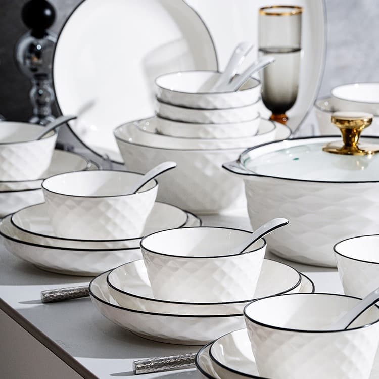 Dinnerware Set 2025 New Style Underglaze Color Ceramic Bowls Fish Plate Noodle Bowl Soup Bowl Plate Vegetable Dish Home