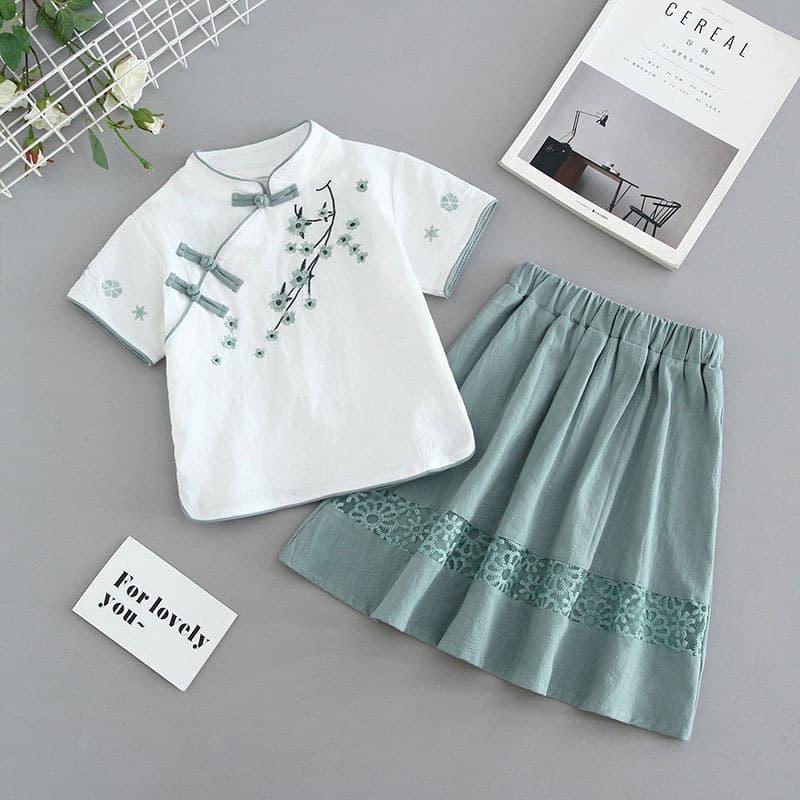 Girl's Hanfu Summer Style Children Chinese Style Tang Suit Republic of China Style Dress Set Improved Summer 2025 New Arrival