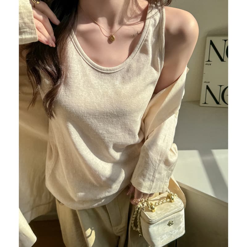 Summer Snowflake Cotton Loose-Fitting Camisole for Women, Basic Style, Lazy Vibe, Sleeveless, Simple, Slimming Top