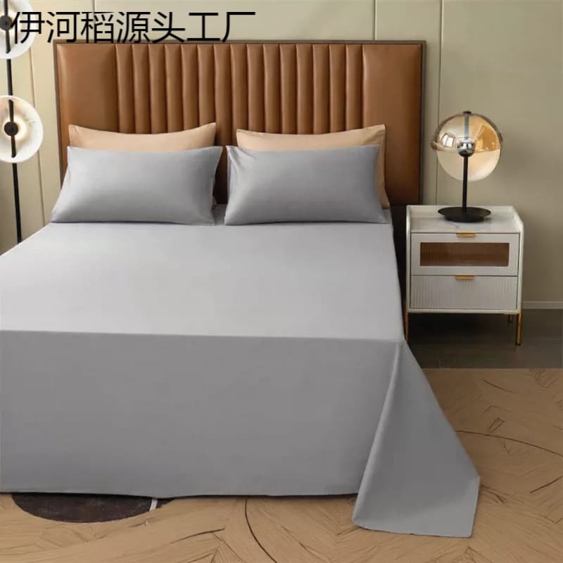 Simple solid color aloe vera cotton sheets single piece household skin-friendly sheets student dormitory single and double sheets pillowcases wholesale