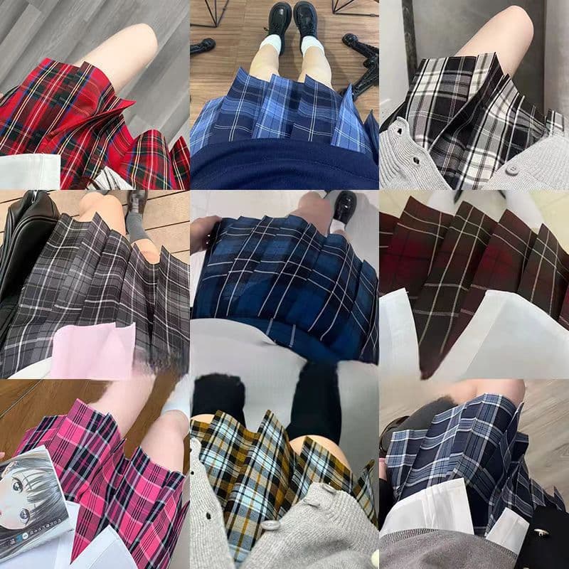 Authentic Japanese Collection JK Uniform Autumn Winter Set Checkered Skirt Campus Pleated Skirt Student Sailor Suit Plaid Skirt Full Set