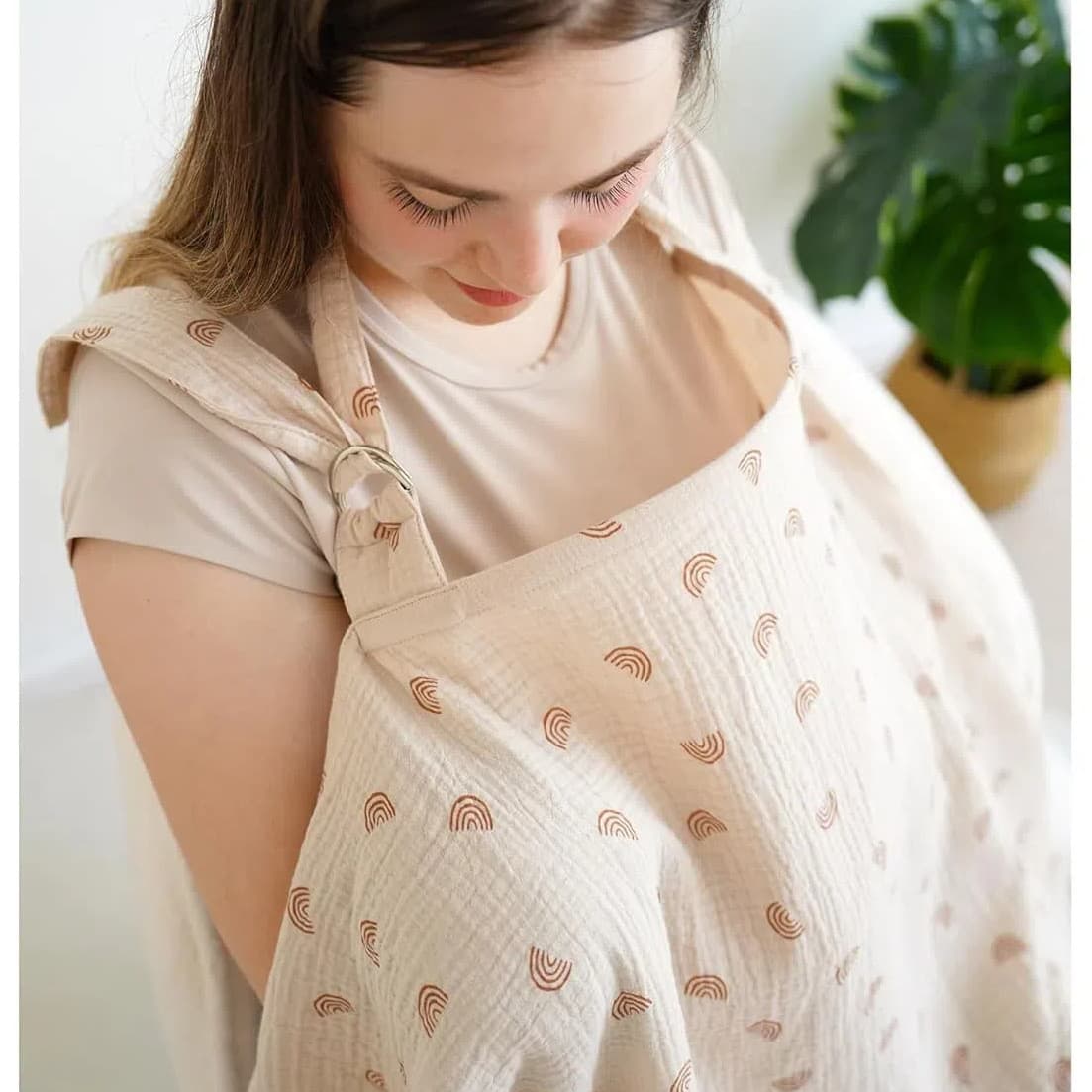 Cross-border pure cotton nursing cover scarf, anti-exposure outer layer, double-layer crepe breastfeeding shawl