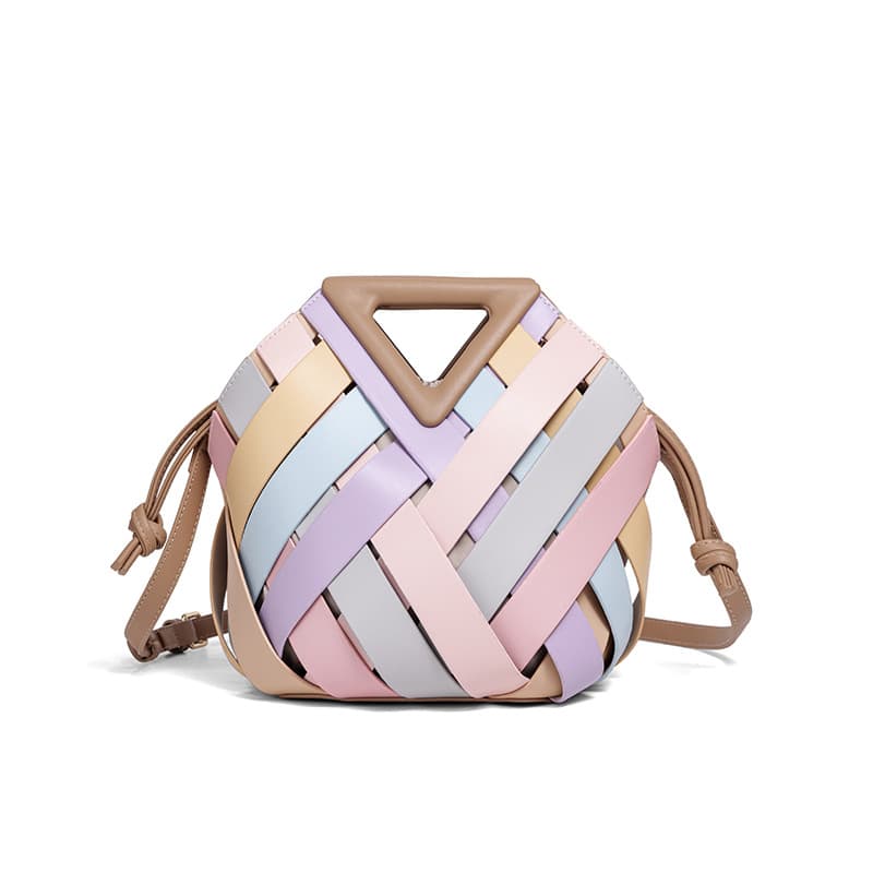 Cross-border Exclusive 2025 Triangle Crossbody Bag Women Hollow Basket Weave Handbag Shoulder Crossbody Bag Versatile