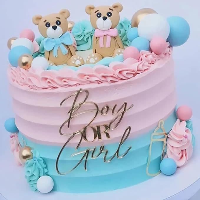 Cross-border ins style gender reveal theme party boy or girl cake decoration baby shower cake plug-in