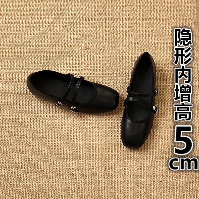2025 New Ballet Flats with 5CM Hidden Height Increase, Soft Sole, Comfortable, French Style Women's Shoes