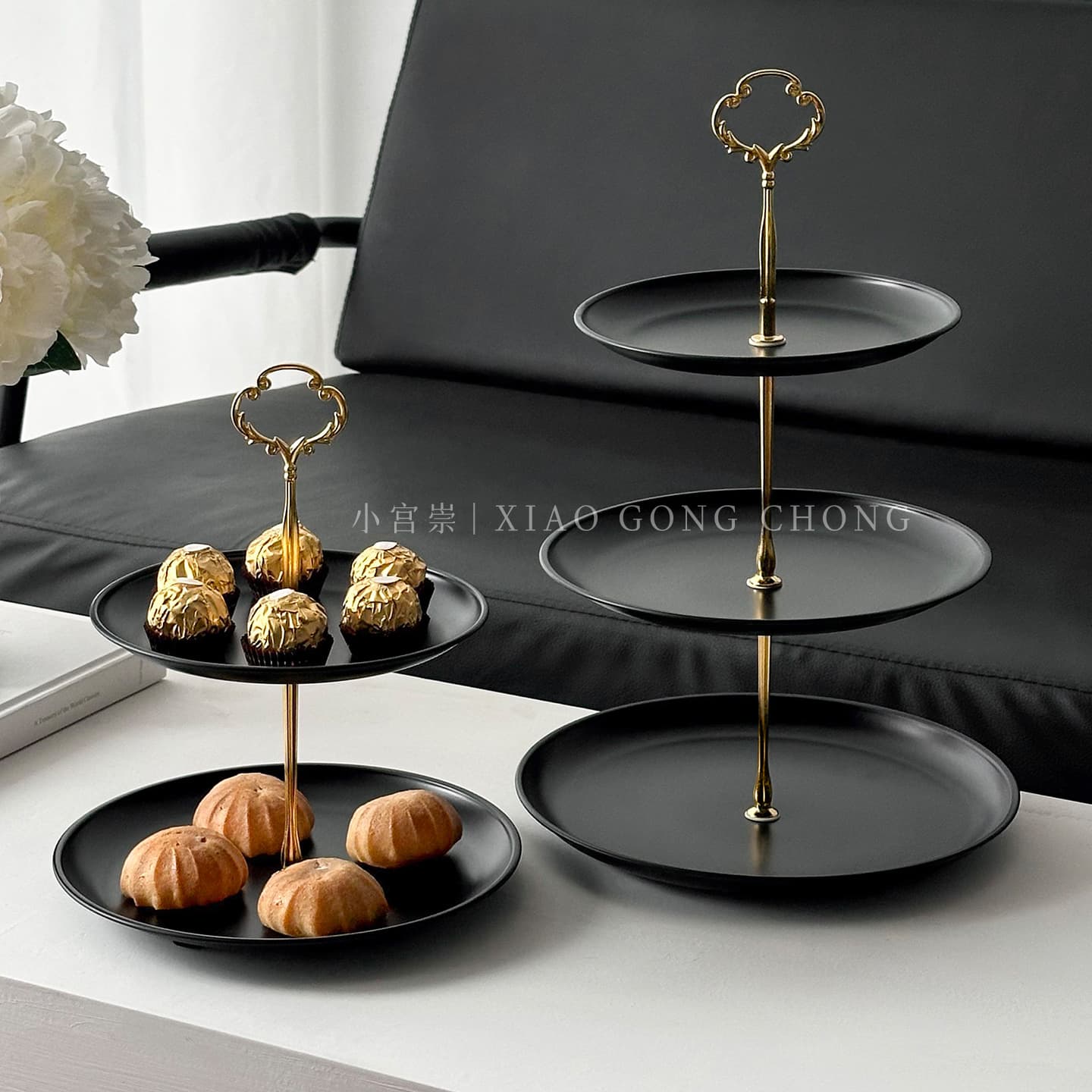 Cross-border Stainless Steel Three-Tier Living Room Coffee Table Fruit Tray Snack Plate Cake Stand Dessert Display Rack Candy Dish