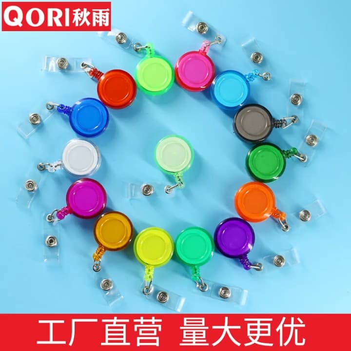 Autumn Rain Transparent Retractable Clip for Employee ID Badge, Anti-Loss Card Holder with Clip, Work Card Transparent Retractable Clip