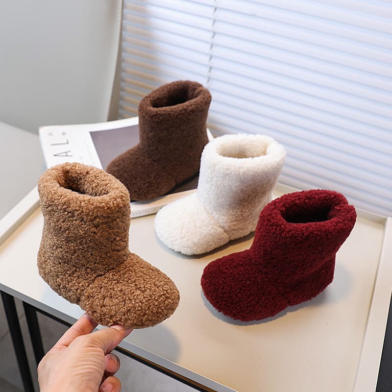 Girls' Snow Boots 2025 Winter New Style Korean Children's Furry Shoes Fleece-Lined Little Girls' Lambswool Warm Cotton Shoes