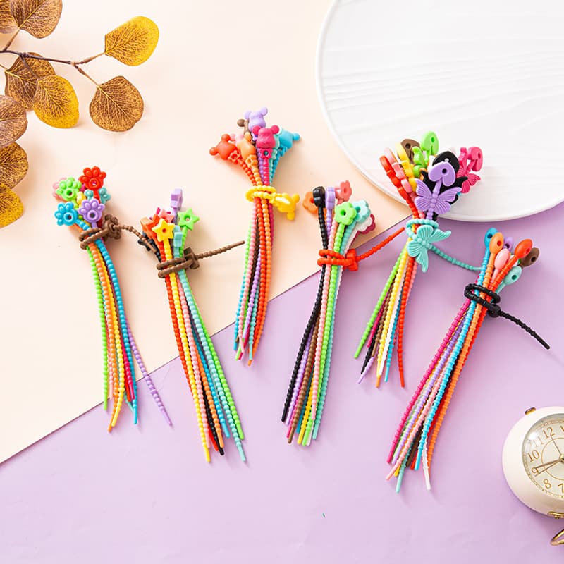 Large 215mm silicone tie stretchable cartoon keychain cord colorful DIY doll accessories