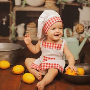 Baby Photoshoot Chef Costume for 100-Day Photos, Infant Hundred Days Photography Little Chef Outfit