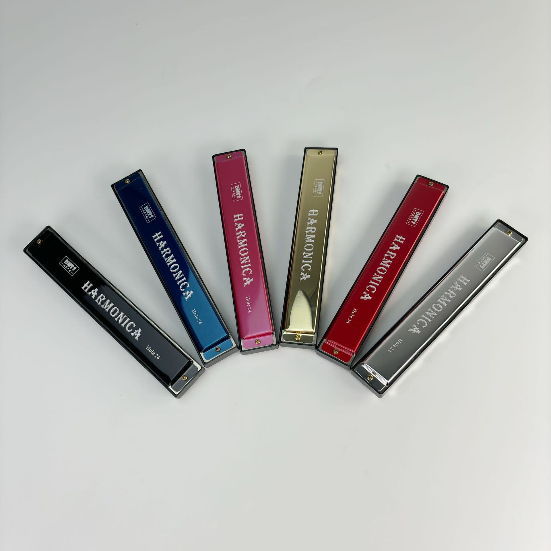 Factory Wholesale Metal 24-Hole C-Tone 6-Color Double-Row Harmonica, Student Gift, Educational Early Learning Children's Musical Instrument for Preschool