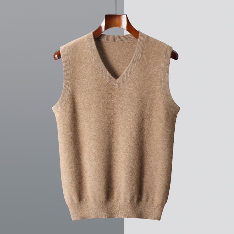 New Autumn/Winter Wool Vest for Men, Fashionable Casual V-Neck Sleeveless Knit Sweater