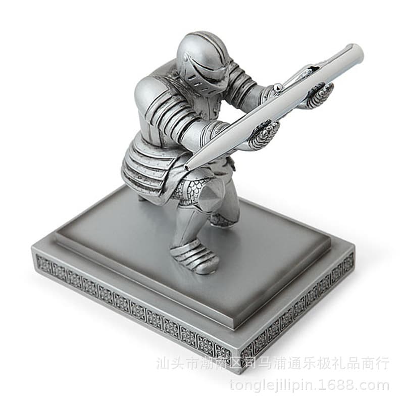 Tongleji PenHolder Knight Pen Holder Armor Hero Pen Holder Display Stand Stationery Pen Holder Metal Electroplating