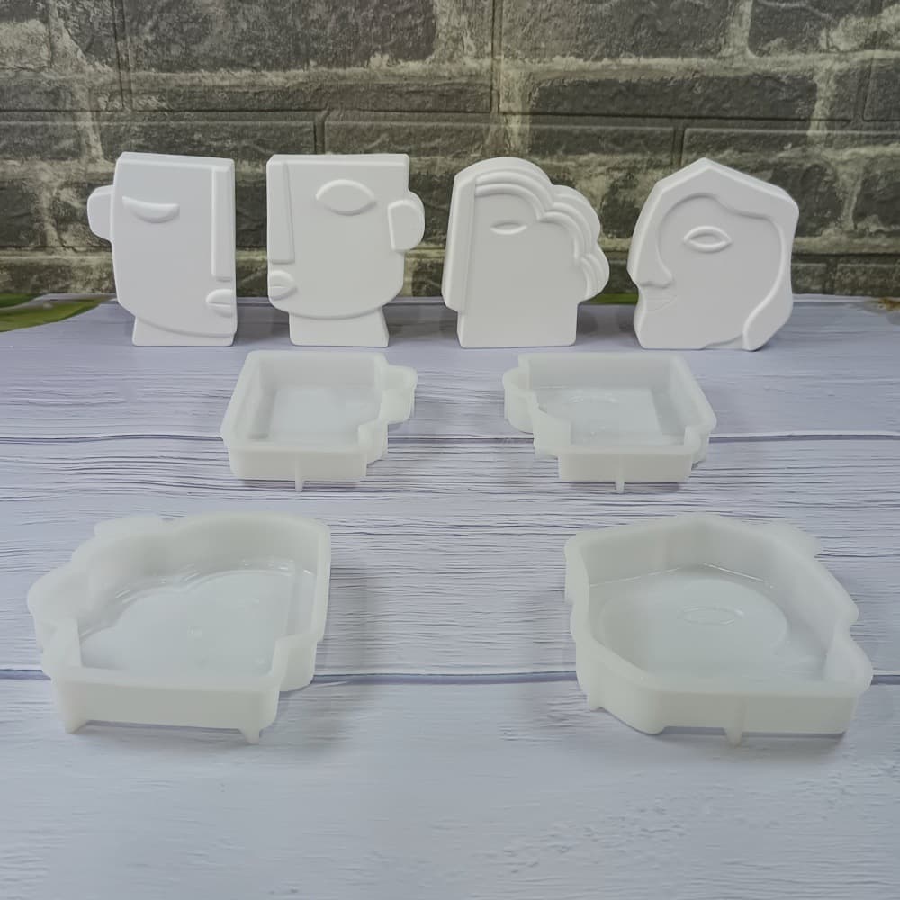 Abstract face combination ornaments, decorative cement plaster molds, DIY silicone molds