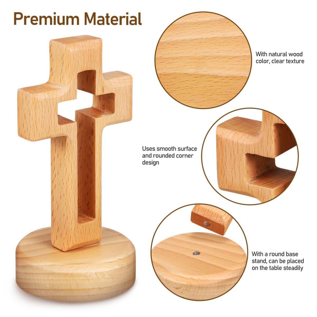 Wooden church cross Easter supplies carved ornaments living room desktop cross decoration wooden crafts