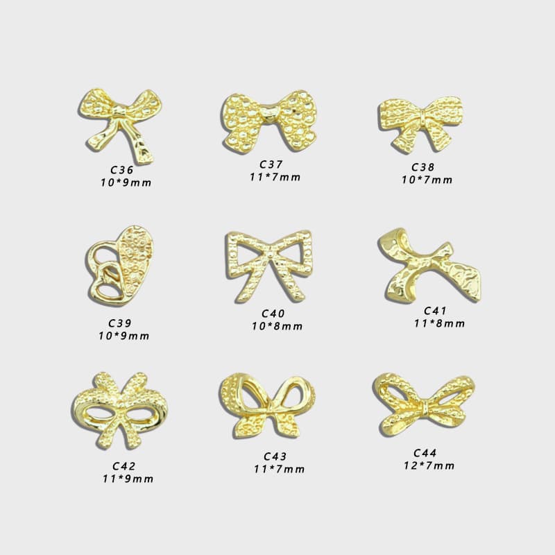 Xiaoxiangfeng Alloy Bow Nails Three-dimensional Electroplating Gold Wear Nails DIY Accessories Yiwu Nail Art Accessories