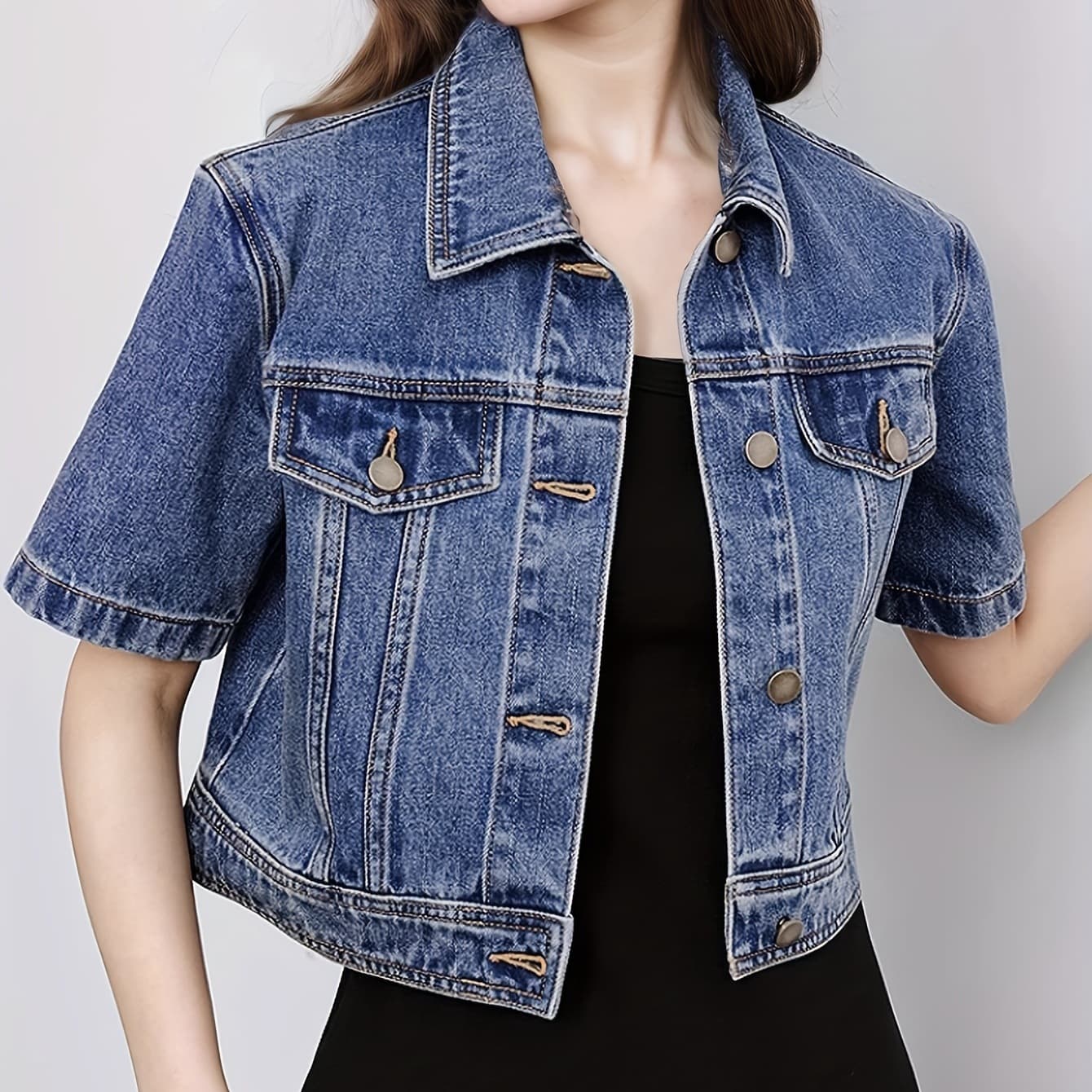 Short Sleeve Denim Jacket Women Spring Summer 2026 New Design Sense Loose Slimming Top Denim Jacket Trendy