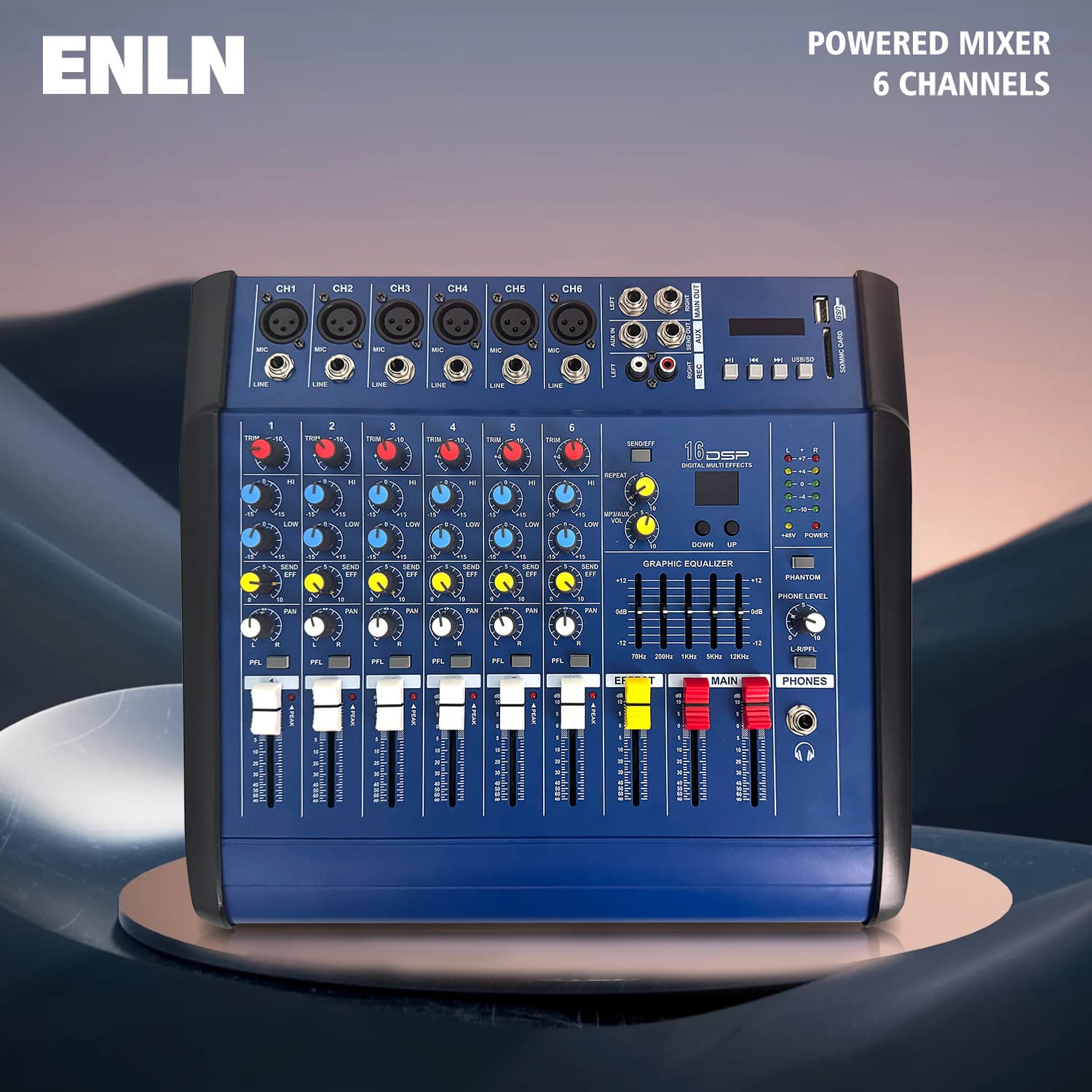 602D Cross-border Powered Mixer with USB Bluetooth, Small All-in-One for Weddings, Outdoor Events, and Home Audio Speakers