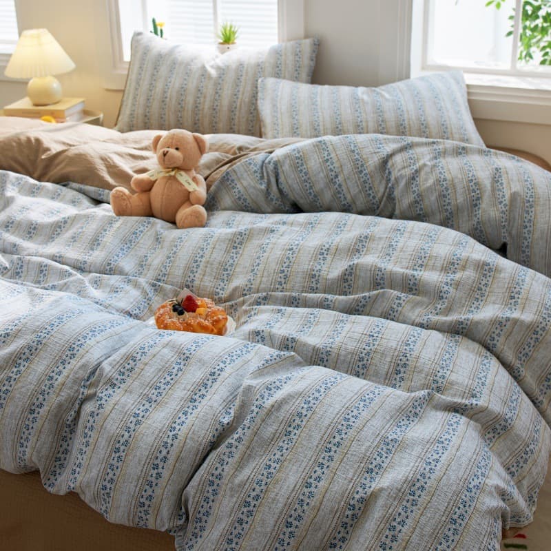 2026 New Style Puff Cotton Ins-Style Fresh Print Four-Piece Bedding Set Bed Sheet Duvet Cover