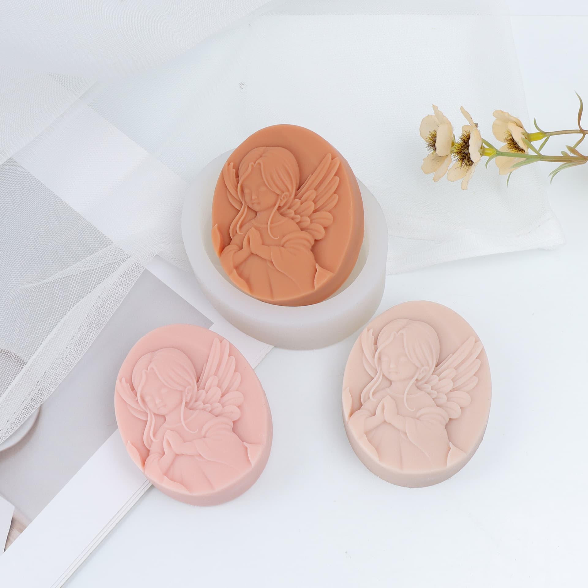 INS embossed angel handmade soap silicone mold new DIY soap mold aromatherapy candle mold girl ice sculpture mold