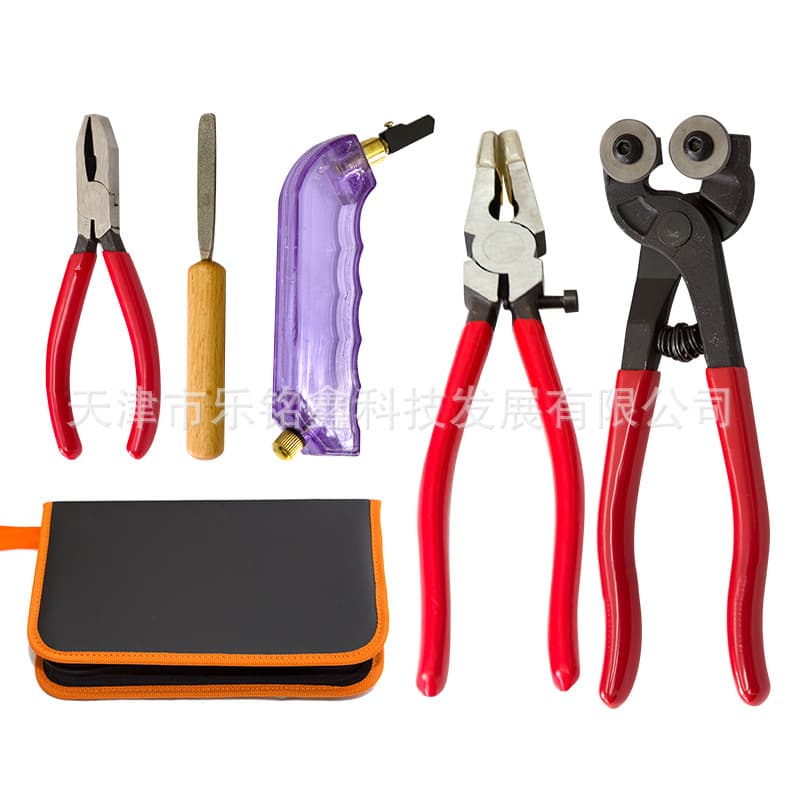 MDT01 Glass Pliers Set: 6-inch Glass Pliers, Dual Wheel Glass Pliers, Diamond File, Oil-Filled Glass Cutter