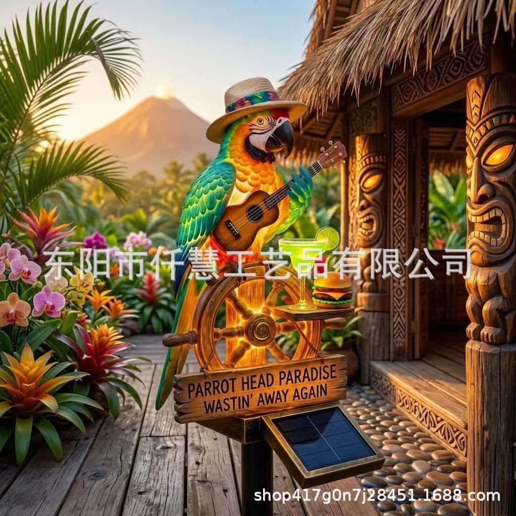 Cross-border Hot-Selling Spaceship Gorilla Resin Solar Panel Funny Outdoor Courtyard Garden Light Factory Wholesale