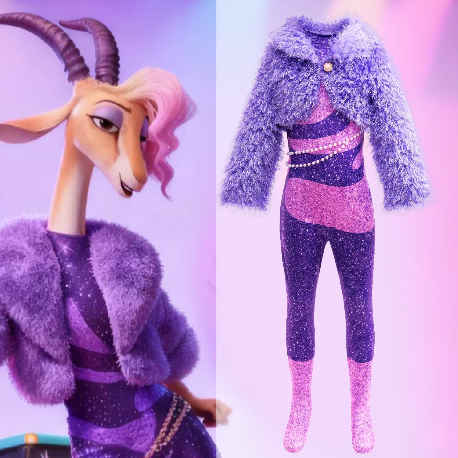 Foreign trade Zootopia Xia Qi Sheep cos clothing girls jumpsuit plush jacket children's performance clothing BB75