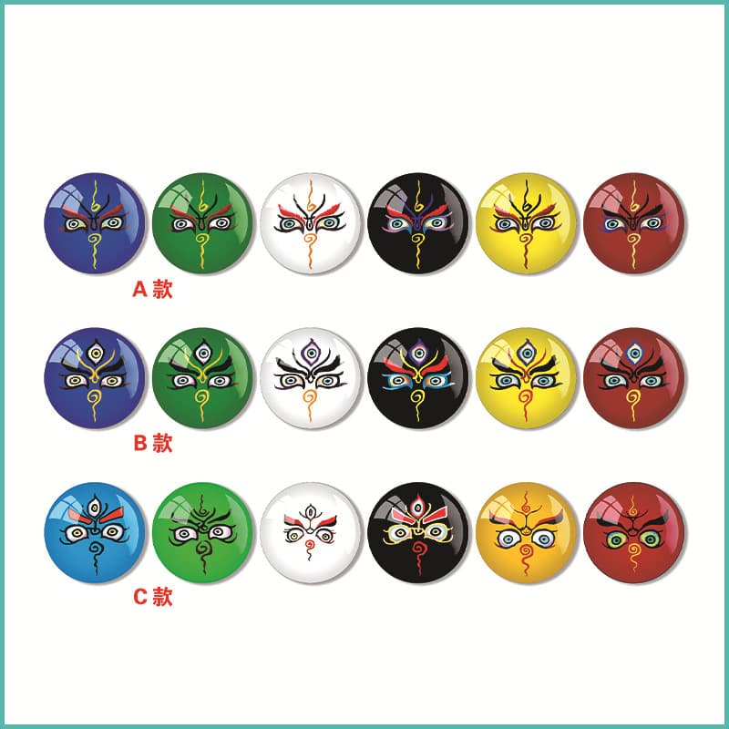 Thangka Five Wealth Gods crystal glass sticker round six-syllable mantra heart chant accessories, protector gemstone piece adornments