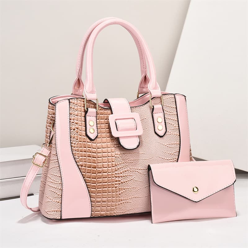 2026 Fashion Trend Embossed Women's Bag Large Capacity Stitching Stylish Handbag Tote Set Drop Shipping