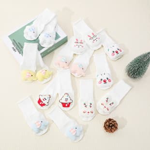 Baby 3D Plush Socks Spring Autumn Non-Tight Leg Baby Socks Floor Socks Non-Slip Mid-Calf Socks