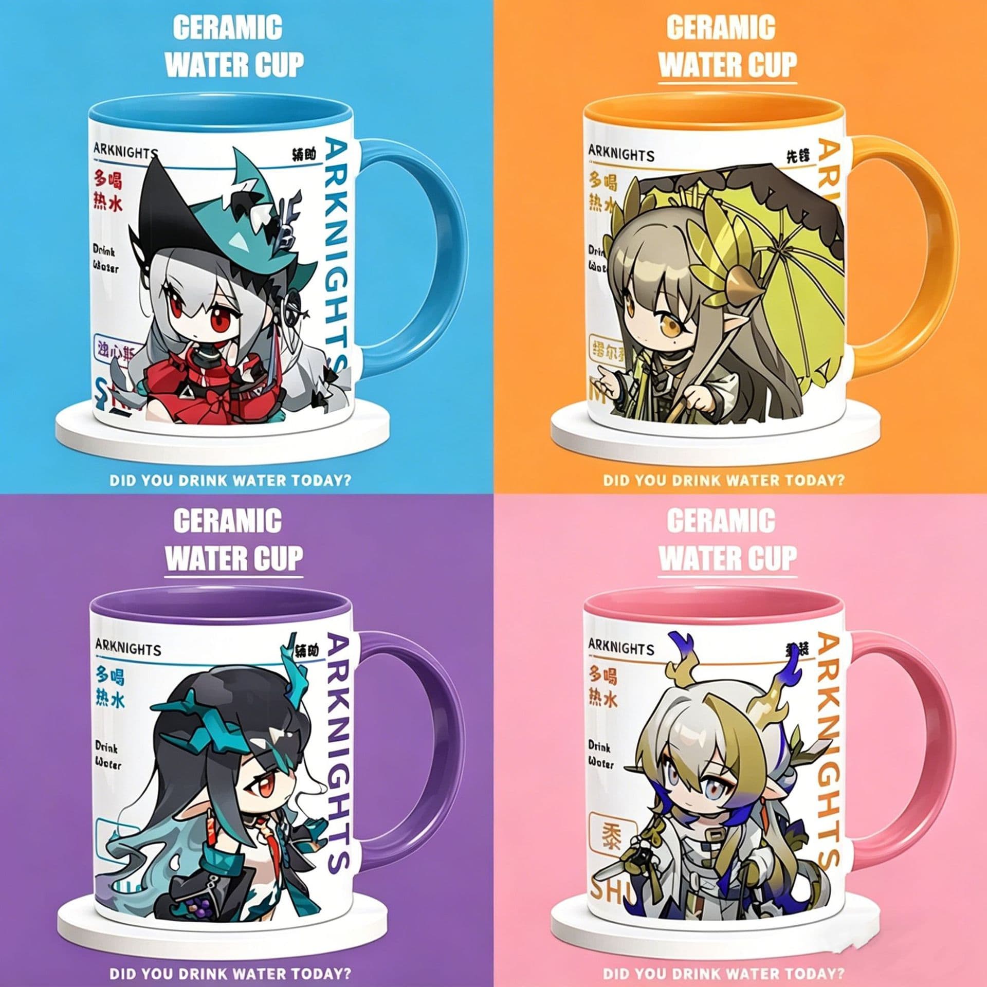 Arknights Peripheral, Anime Style, Household Dormitory Water Cup, High-Face-Value Ceramic Mug, Coffee Cup Gift