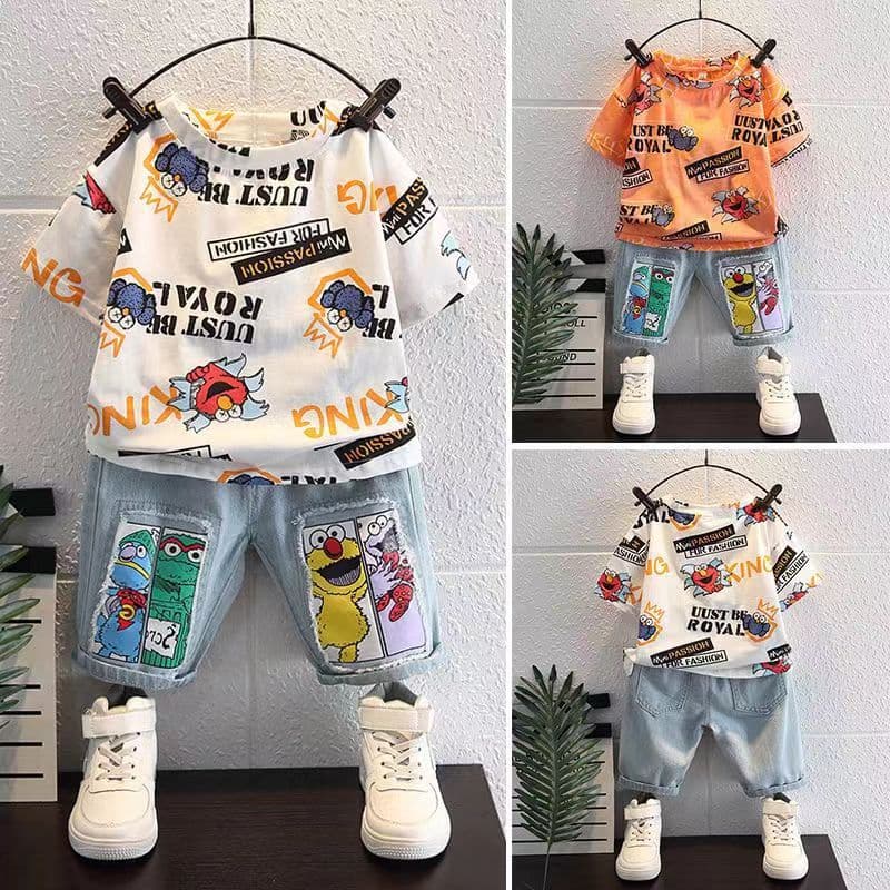 2026 New Summer Boys' Outfit Set, Trendy Baby Summer Clothes, Fashionable Kids' Short Sleeve Two-Piece Set
