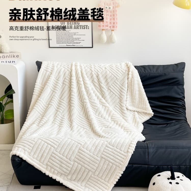 Class A Mother and Baby Thickened Blanket, Sofa Blanket, Casual Coral Fleece Small Blanket, Office Shawl, Nap Blanket, All-Season Blanket