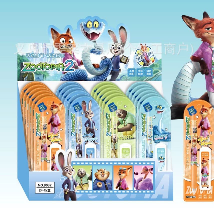 New Zootopia 2 Mechanical Pencil Set Cartoon 0.5mm Pencil Lead Combo Writing Pen for Export